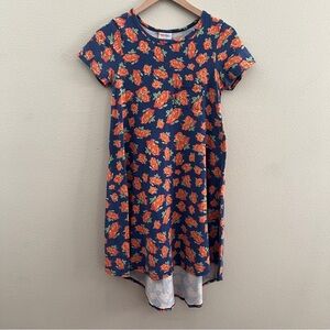 LulaRoe Carly Dress, Orange/Blue Floral, Size XXS, EUC